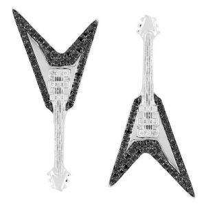 Guitar Shape Black Diamond Earrings