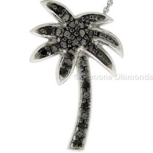 Natural Black Diamond Coconut Tree Pendant