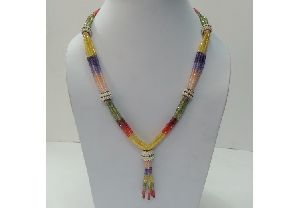 Multi Color Cubic Zirconia Faceted Rondelle Beads Necklace