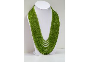 Natural Peridot Faceted Rondelle Beads Necklace