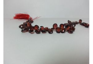 Natural Red Garnet Faceted Pear Briolette Beads