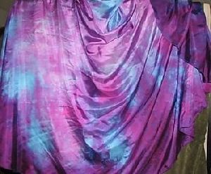 Turquoise-Purple semi cricle batik Belly dance silk