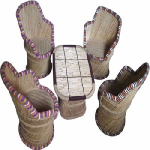 wooden bamboo table chair set