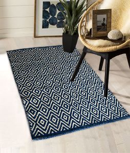 Blue Diamond Pattern Cotton Rugs