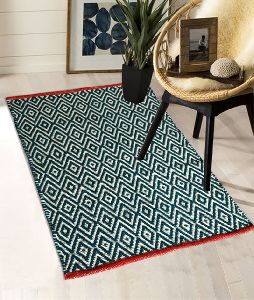 Green Diamond Pattern Cotton Rugs