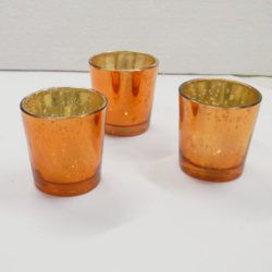 Orange Mercury Glass Tea Light Holder