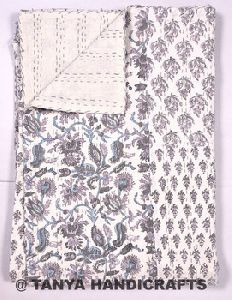 Indian block print patch work Handmade kantha quilt blanke