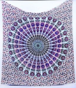 Indian handmade Printed Cotton Mandala Tapestry