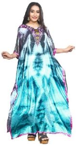 Multi Color Digital Printed Satin Silk Long Kaftans Kurtas