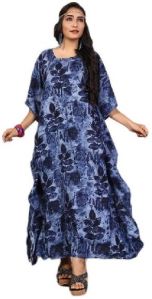 Multi Color Printed Rayon Soft Cotton Long Kaftans Kurtas For Women