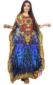 Satin Silk Digital Printed Multi Color Kaftan