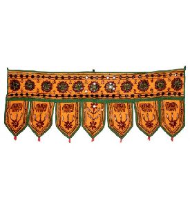 ELEPHANT MIRROR EMBROIDERED WINDOW VALENCE DOOR HANGING BANDHANWAR TORAN