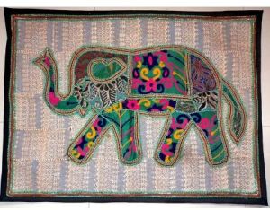 PATCHWORK SEQUIN ELEPHANT WALL HANGING