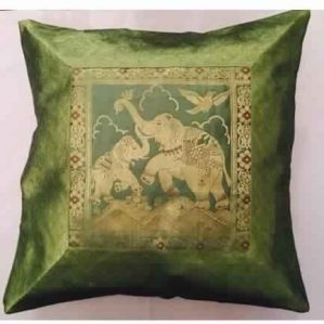 PATCHWORK MANDALA SARI ETHNIC SILK BANARSI CUSHION COVERS ELEPHANT