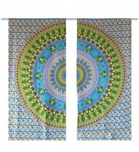 ROUND CHARKHA WALL HANGING TAPESTRY COTTON DOOR CURTAIN