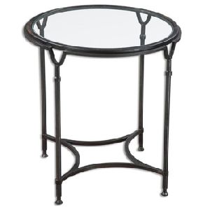 Accent Furniture Glass Top Round Side Table