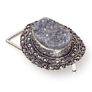 black druzy silver plated buckle