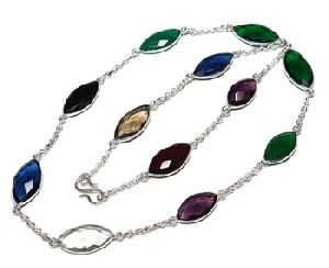 Glass 925 solid silver plated necklace