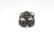 Black Coated Druzy Prong Ring