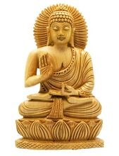 wooden hand carving buddha statue