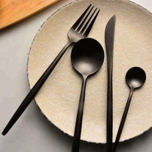 black cutlery flatware set