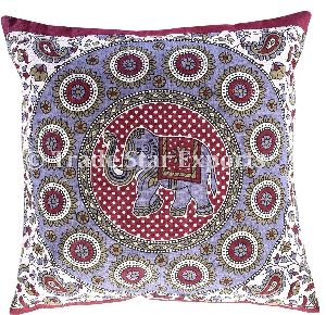 Cotton Elephant Mandala Printed Cushion Cover