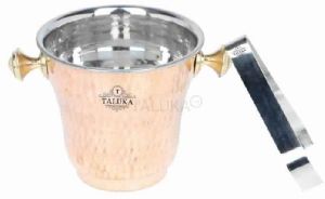 Copper Ice bucket hamered with Stainless Steel tong