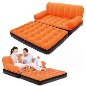 Orange Velvet Inflatable Double Sofa Bed