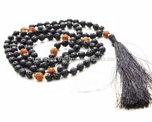 Volcanic Lava Beads Tassel Necklace