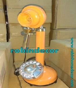 Vintage Brass Candlestick Telephone, Rotary Dial Old Retro Phone