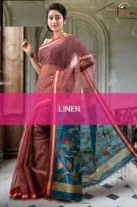 SLJ004 Linen Jamdani Saree