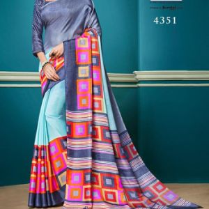 Sober Designer Prints Silky Fabric Saree