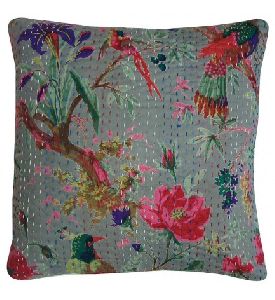 BEAUTIFUL RAJASTHNI BIRD PRINT KANTHA WORK CUSHION COVER