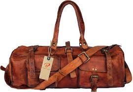 Brown Genuine Leather Handmade 22'' Inches Square Duffle Bag