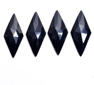 Black onyx rhombus rose cut flat back gemstone