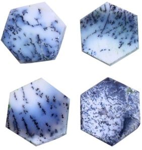 Dendritic opal 18x18mm hexagon rose cut flat back