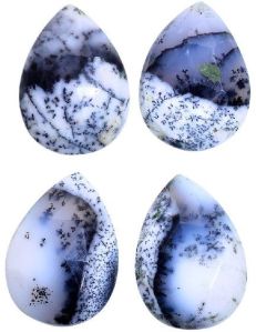 Dendritic opal pear rose cut flat back