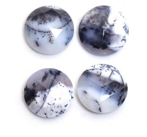 Dendritic opal round rose cut flat back