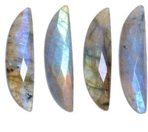 Labradorite half moon rosecut flat cab