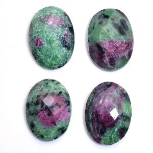 Ruby zoisite oval rose cut flat back