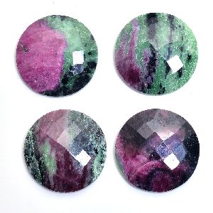 Ruby zoisite round rose cut flat back