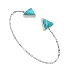 Turquoise triangle adjustable silver bracelet