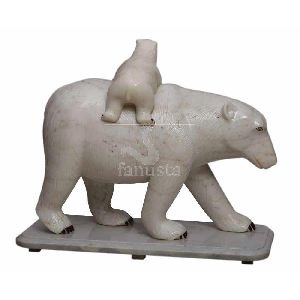 MARBLE WHITE POLAR BEAR SHOWPIECE