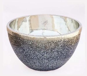 SILVER METALLIC FINISH GLASS BOWL