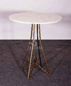 White Round Marble Top Side Table