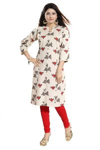 Floral Fiesta Cotton Printed Shirt Style Kurti For Everyday Wear