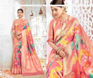 Bunkar Art silk designer printed sarees