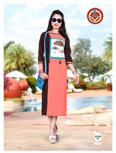 Catalogue Rayon fabric Print work Kurtis