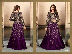 Silk fabric Embroidery work Anarkali Suit