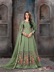 silk fabric Embroidery work Anarkali Suits